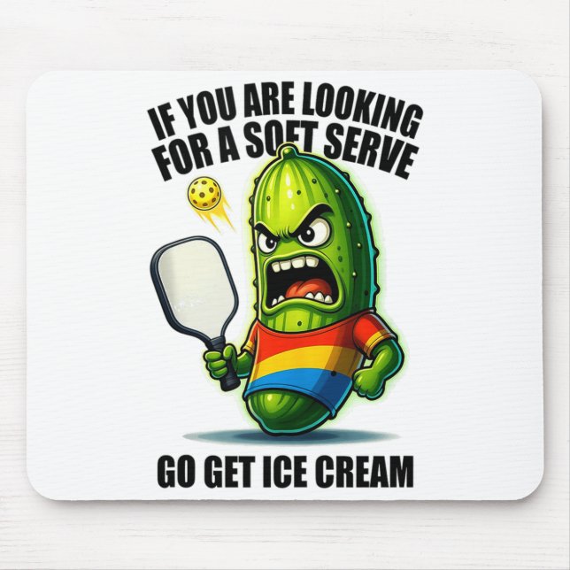 Funny pickleball lover pun with a pickle playing mouse pad (Front)
