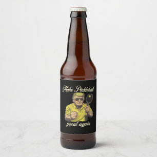 Funny Pickleball Lovers Graphics Pickle Ball Beer Bottle Label