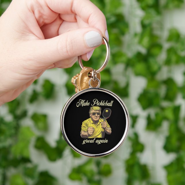 Funny Pickleball Lovers Graphics Pickle Ball Key Ring (Hand)