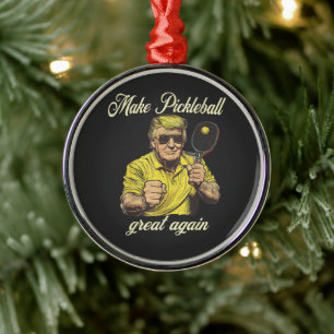 Funny Pickleball Lovers Graphics Pickle Ball Metal Tree Decoration