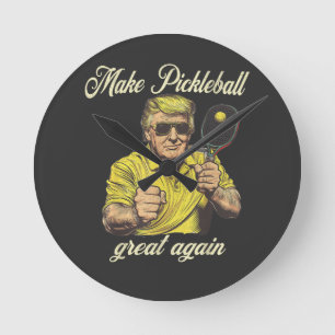 Funny Pickleball Lovers Graphics Pickle Ball Round Clock