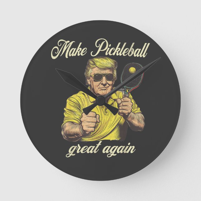 Funny Pickleball Lovers Graphics Pickle Ball Round Clock (Front)