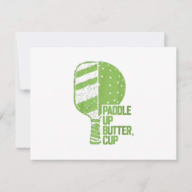 Funny Pickleball Paddle Up Butter Cup RSVP Card (Front)