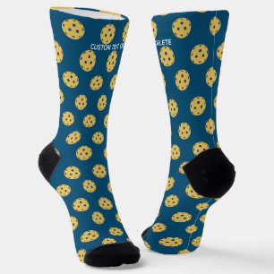 Funny Pickleball Pattern Personalised Custom Text  Socks
