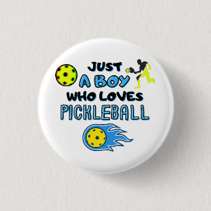 Funny Pickleball Player Just A Boy Who Loves Pickl 3 Cm Round Badge
