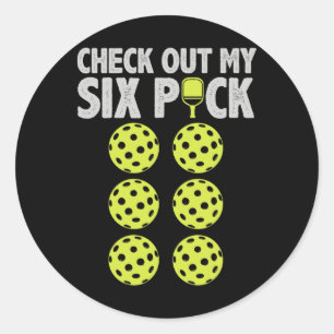 Funny Pickleball Player Men Paddleball Check My Si Classic Round Sticker