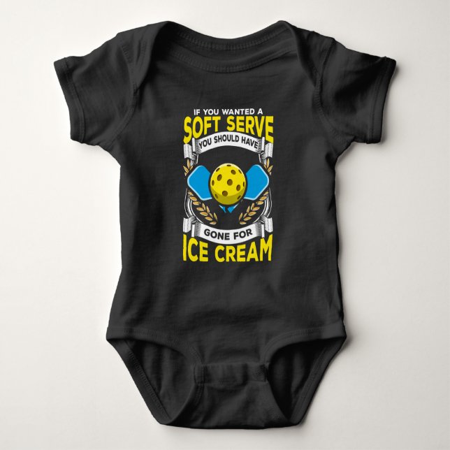 Funny Pickleball Player Serve Sarcastic Sport Baby Bodysuit (Front)