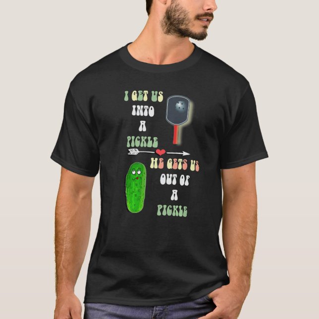 Funny Pickleball Pun Pickle Joke Couple Premium T-Shirt (Front)