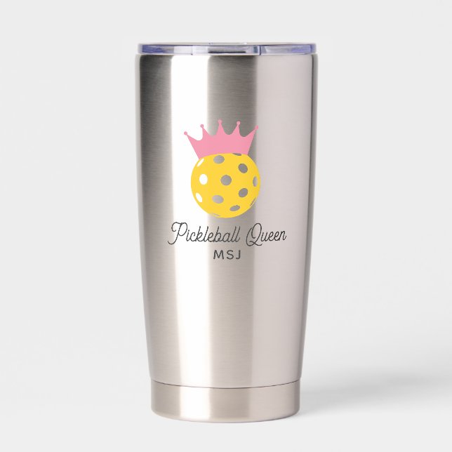 Funny Pickleball Queen Personalised Monogram Name Insulated Tumbler (Front)