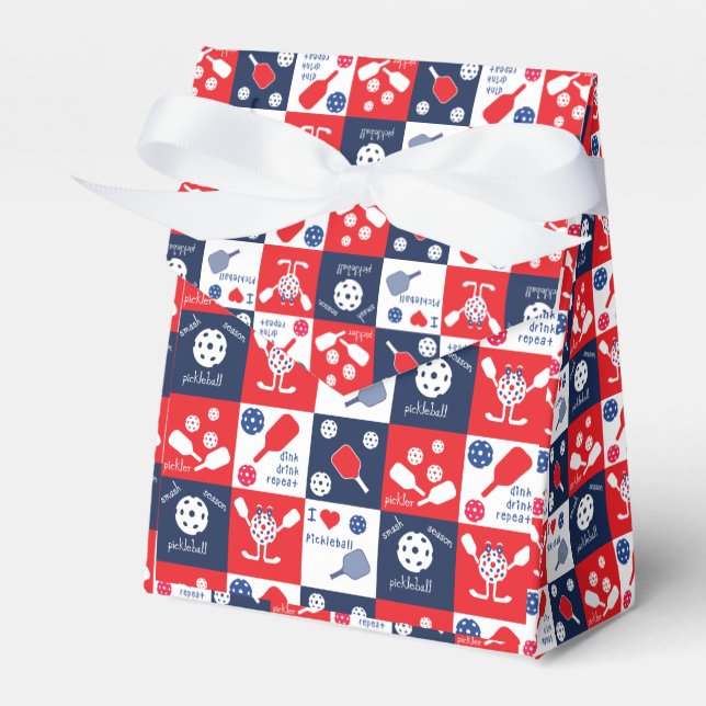 Funny Pickleball Red, Blue, White Favour Box (Front Side)