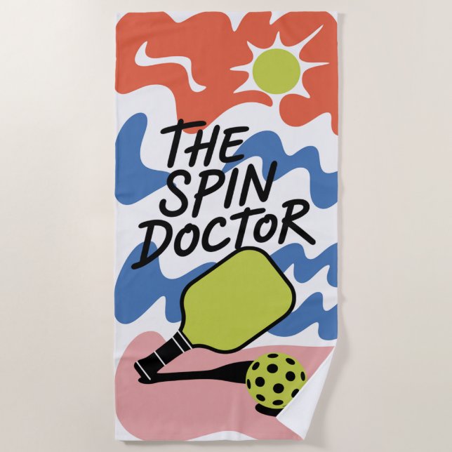 Funny Pickleball The Spin Doctor Beach Towel (Front)