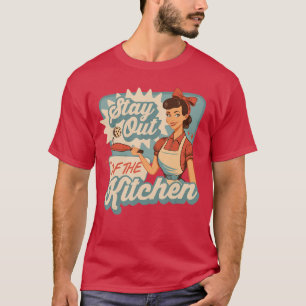 Funny Pickleball Vintage Stay Out of the Kitchen R T-Shirt