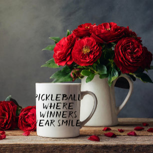 Funny Pickleball Where Winners Wear Smiles black Coffee Mug