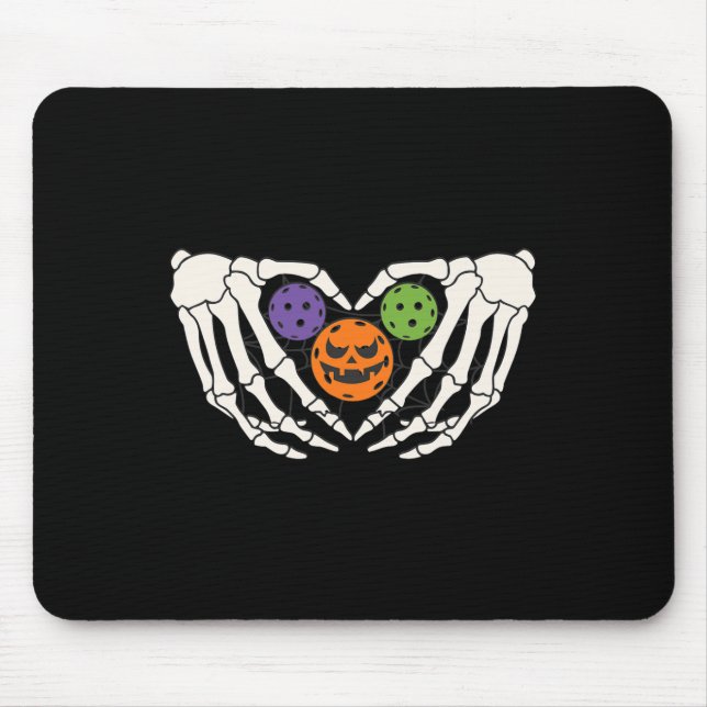Funny Picklell Halloween Skeleton Hands Love Heart Mouse Pad (Front)