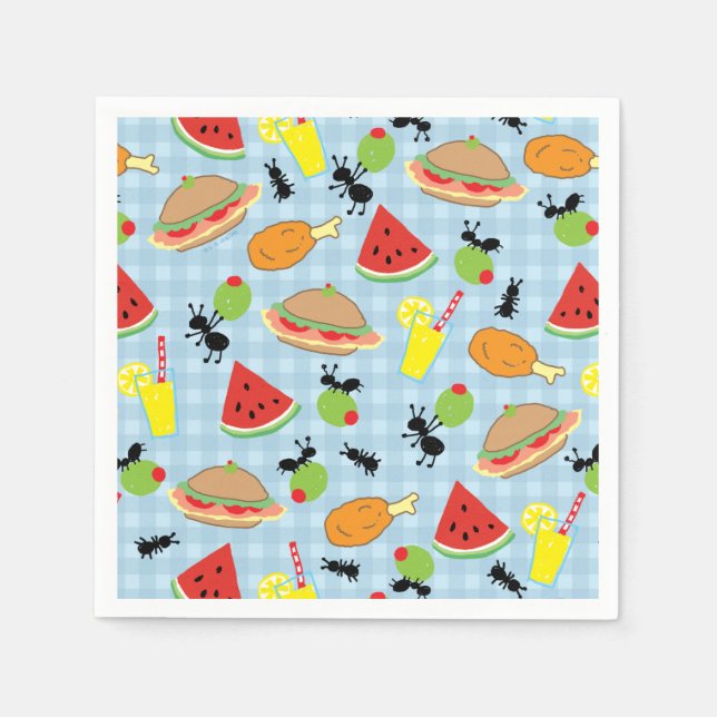 Funny Picnic Food Pattern Paper Napkins (Front)
