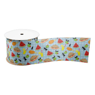 Funny Picnic Food Pattern Satin Ribbon