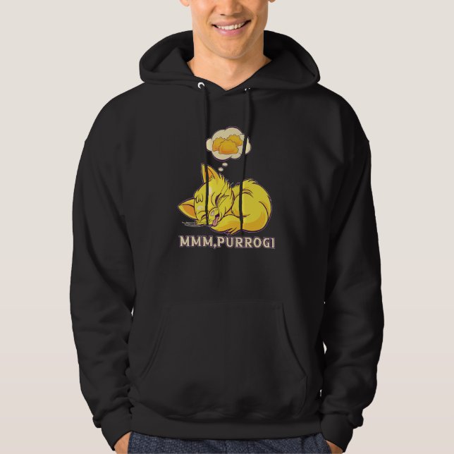 Funny Pierogi Cat Polish Food Poland Polska Mmm, P Hoodie (Front)