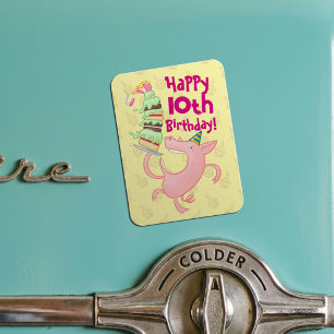 Funny Pig Add The Age Giant Birthday Cake Cartoon Magnet