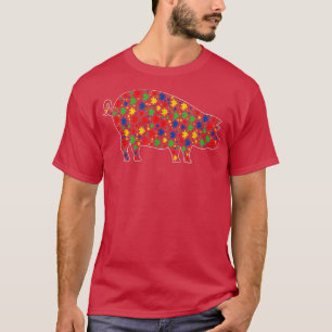 Funny Pig Animals Puzzle Pieces Autism Awareness T-Shirt