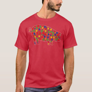 Funny Pig Animals Puzzle Pieces Autism Awareness  T-Shirt