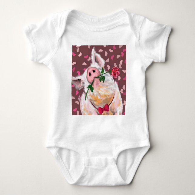 Funny Pig Baby Bodysuit (Front)