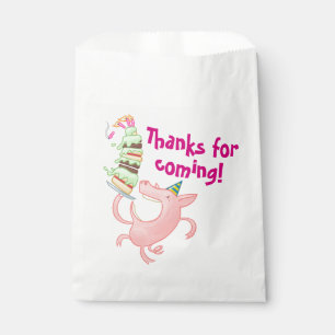 Funny Pig Birthday Cake Thanks For Coming! Cartoon Favour Bags