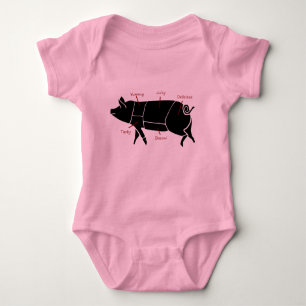 Funny Pig Butcher Chart Diagram Baby Bodysuit