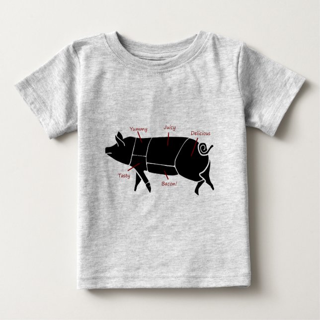 Funny Pig Butcher Chart Diagram Baby T-Shirt (Front)