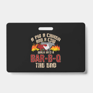 Funny Pig Chicken Cow Bar B Q Bbq Chef Cookie Cook ID Badge