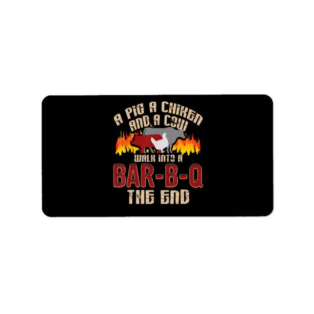 Funny Pig Chicken Cow Bar B Q Bbq Chef Cookie Cook Label (Front)