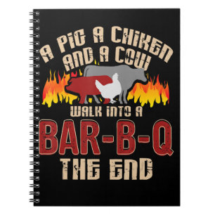 Funny Pig Chicken Cow Bar B Q Bbq Chef Cookie Cook Notebook