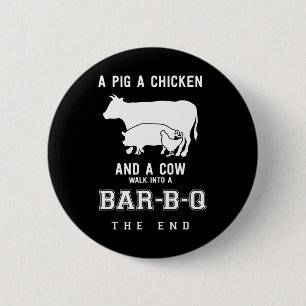 Funny Pig Chicken Cow Story Of Bbq Master Roast Gr 6 Cm Round Badge