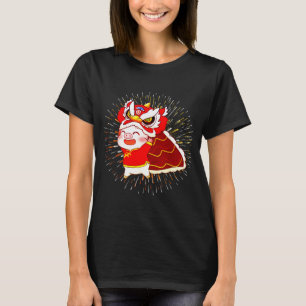 Funny Pig Chinese New Year Lion Dancing Piggy  T-Shirt