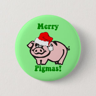 Funny pig Christmas 6 Cm Round Badge