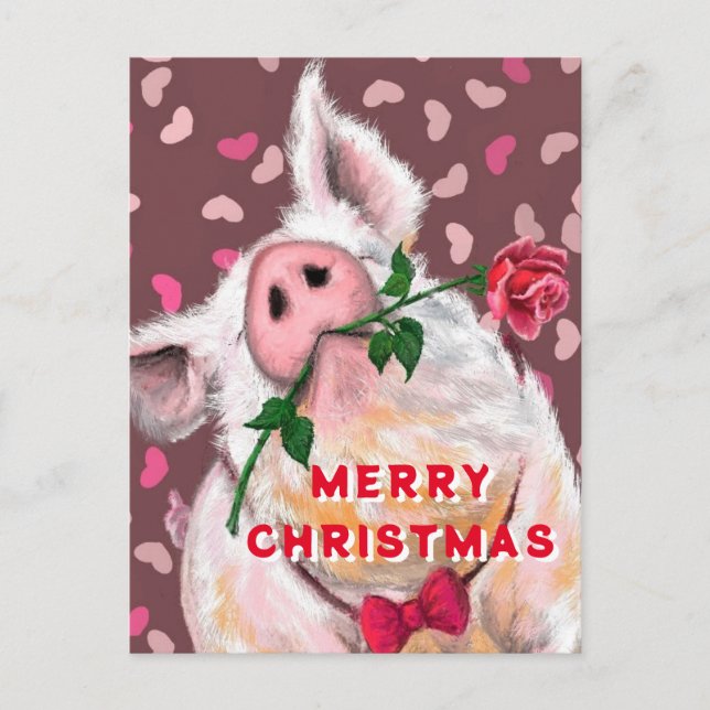 Funny Pig Christmas Card (Front)