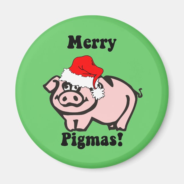 Funny pig Christmas Magnet (Front)