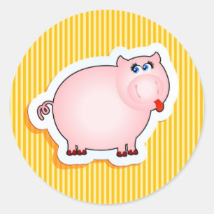 Funny Pig Classic Round Sticker