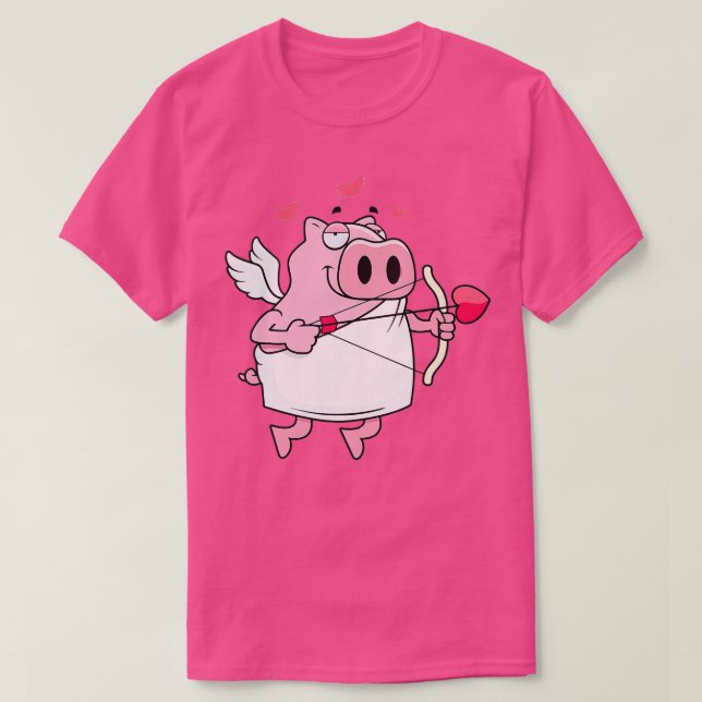 Funny Pig Cupid Love Valentines Day Pig Lover  T-Shirt (Design Front)