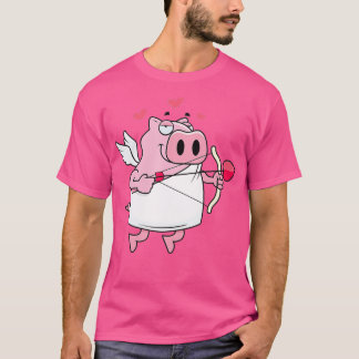 Funny Pig Cupid Love Valentines Day Pig Lover  T-Shirt