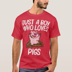 Funny Pig Design For Boys Kids Hog Farmer Farm Ani T-Shirt