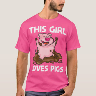 Funny Pig Design For Girls Mum Hog Farmer Farm Ani T-Shirt