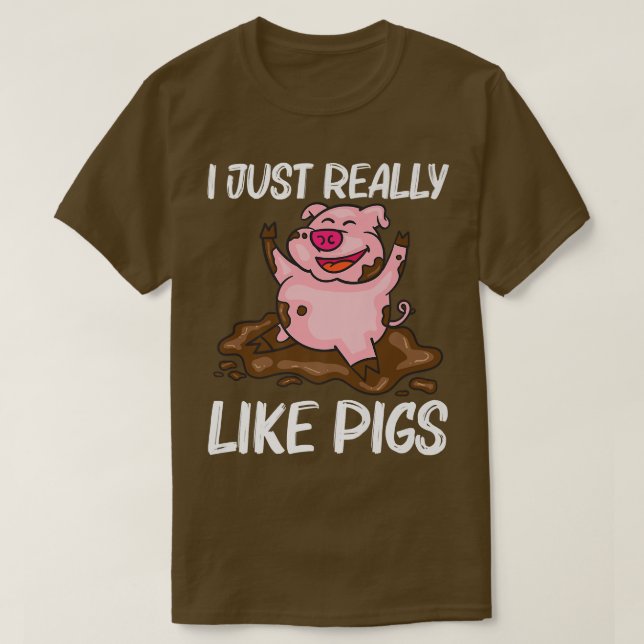 Funny Pig Design For Men Women Hog Farmer Farm Ani T-Shirt (Design Front)