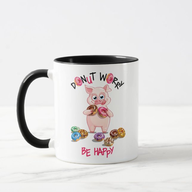 Funny Pig Doughnut Pun Mug (Left)