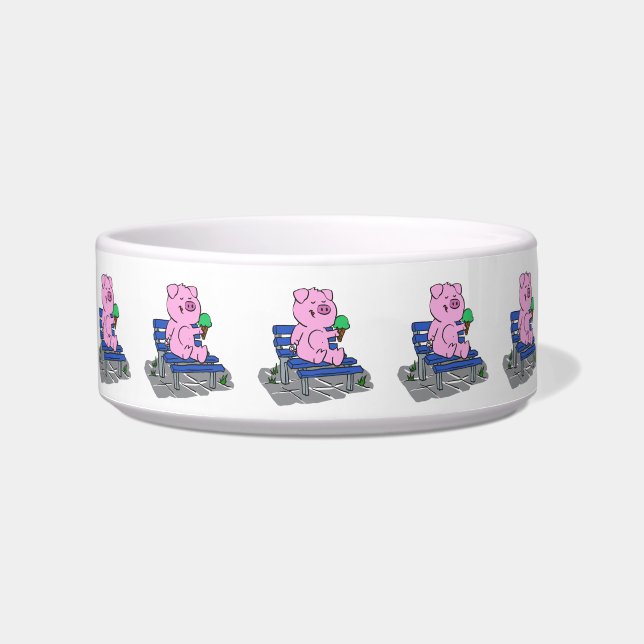 Funny pig eating ice cream | choose back color bowl (Front)