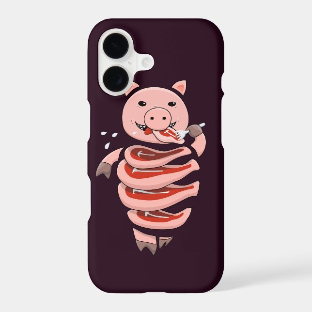 Funny Pig Eating Pork Steaks Creepy Weird (Back)