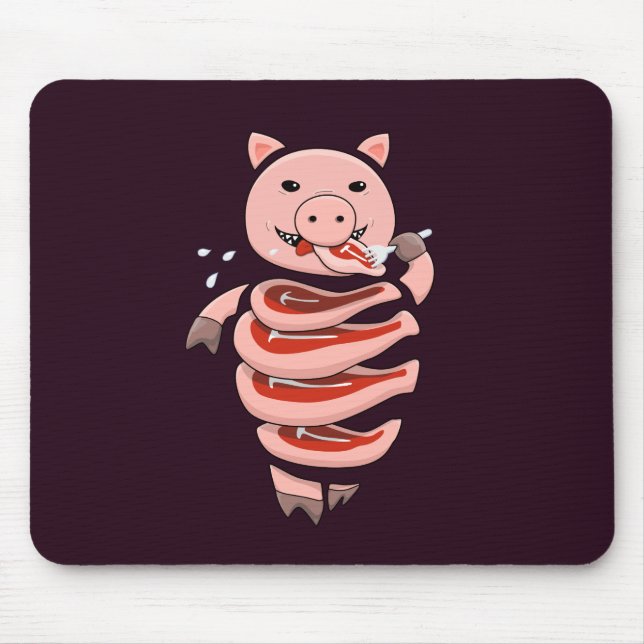 Funny Pig Eating Steaks From Itself Mouse Pad (Front)