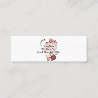 Funny pig eating sweets | choose background color mini business card