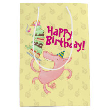 Funny Pig Happy Birthday! Giant Layer Cake Cartoon
