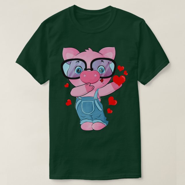 Funny Pig Heart Valentine's day Gifts Cute Pig Dab T-Shirt (Design Front)