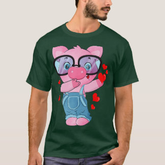 Funny Pig Heart Valentine's day Gifts Cute Pig Dab T-Shirt